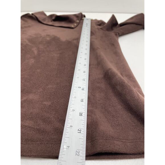 J. McLaughlin Clio Faux Suede Top Button Envelope Collar 3/4 Sleeve Brown XS - Picture 6 of 9